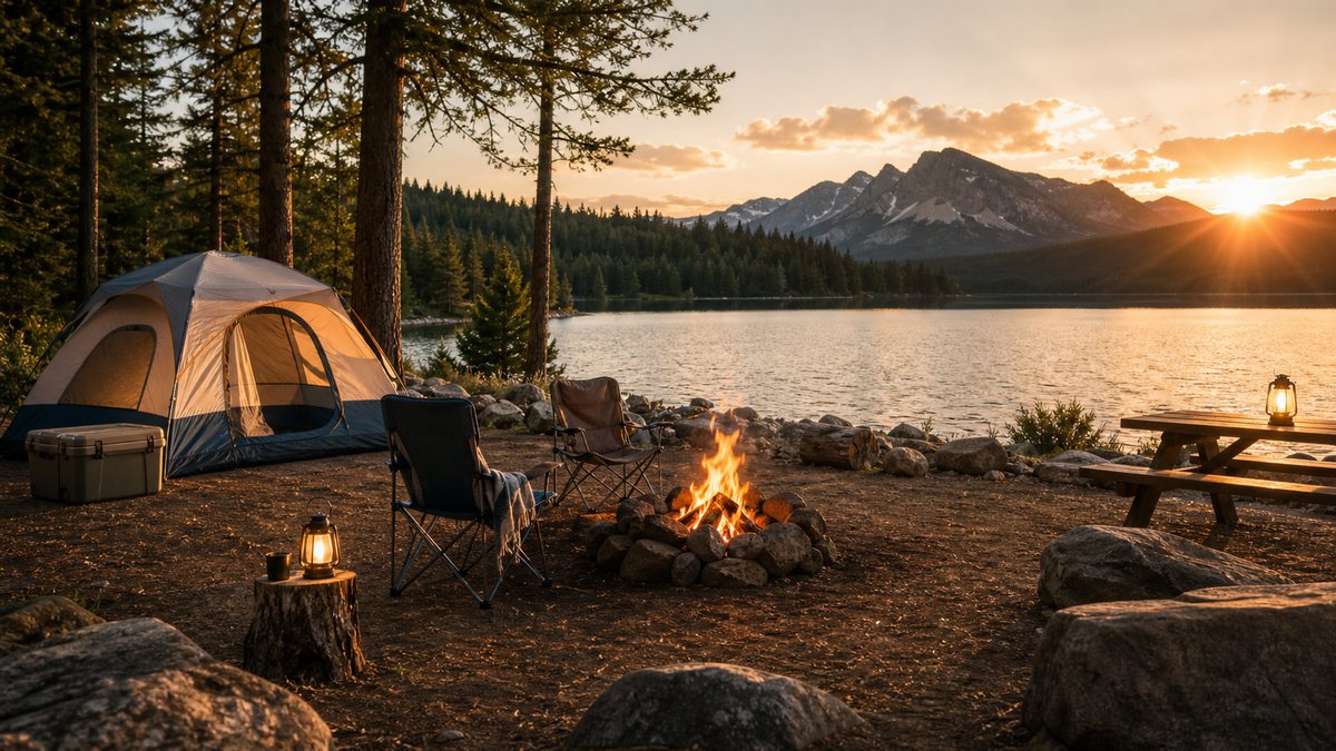 Camping setup with portable power gear