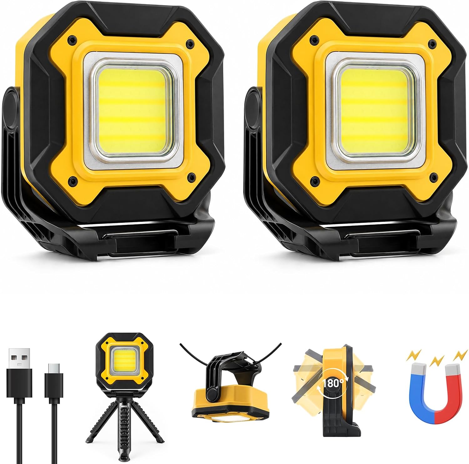 6000mAh Rechargeable LED Work Light 2-Pack