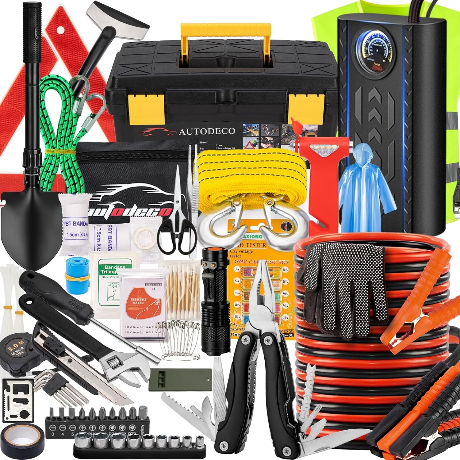 98-Piece Roadside Emergency Kit with Air Compressor