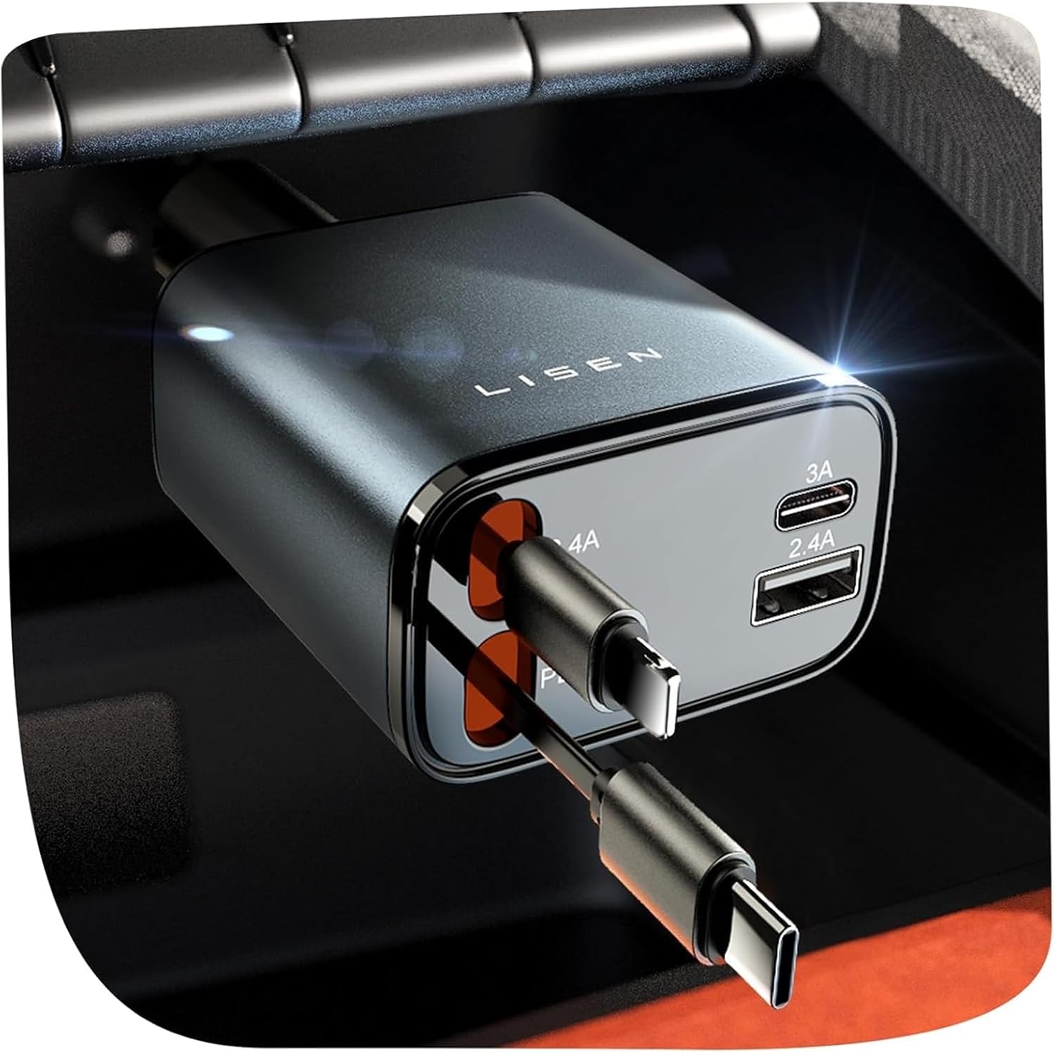 Lisen retractable 84W USB-C car charger