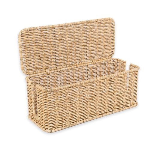 Cantalop rattan cable management box for a power strip