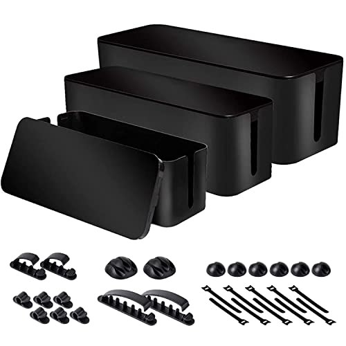 Naeety black cable organizer box three-pack