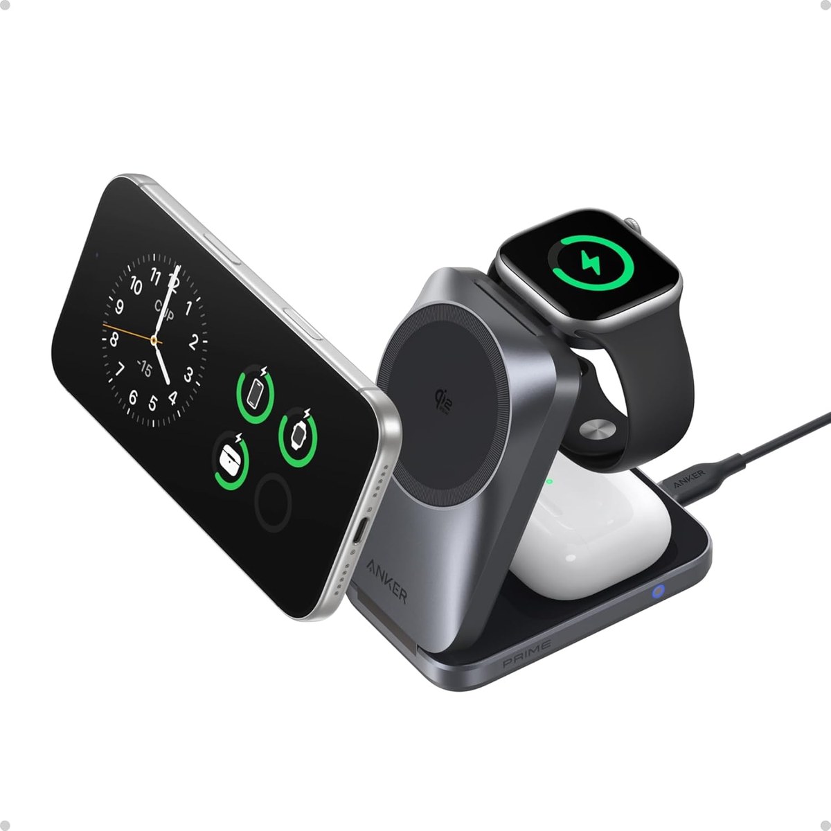 Anker Prime Foldable MagSafe Charger, 25W 3-in-1