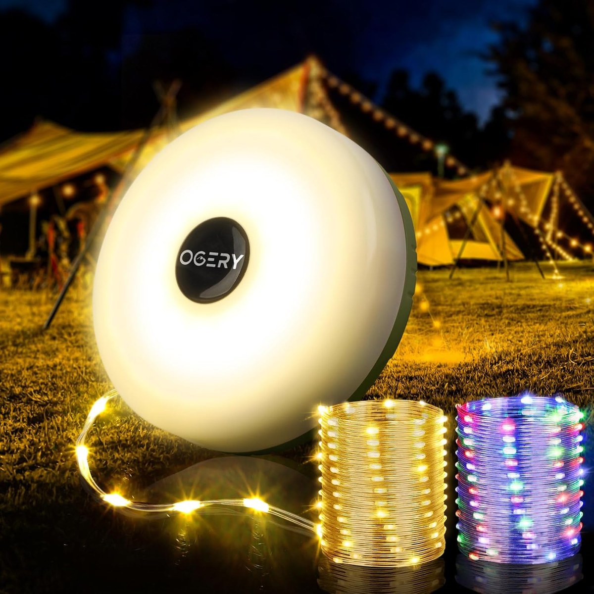 Ogery Camping String Lights, 32.8ft Rechargeable
