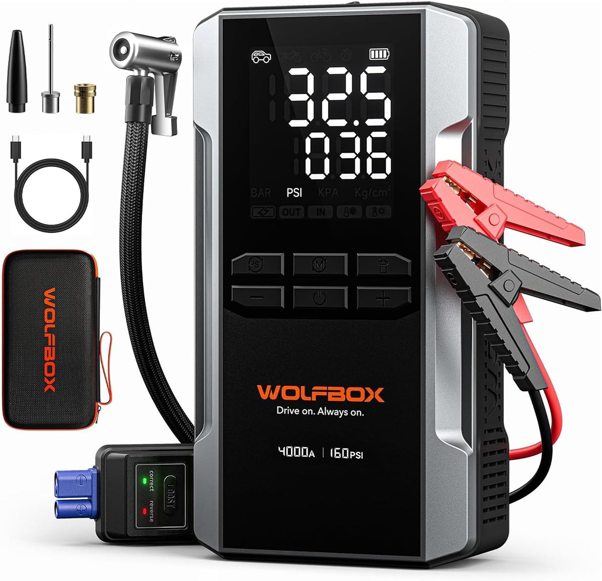 Wolfbox MV24A 4000A Jump Starter with Air Compressor