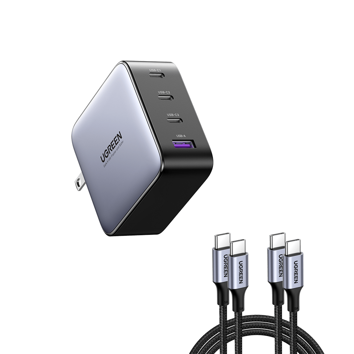 UGreen Nexode 100W Charger + USB-C Cable, 2-Pack