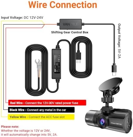 Hardwire kit wiring diagram showing power fuse, ground, and ACC fuse connections