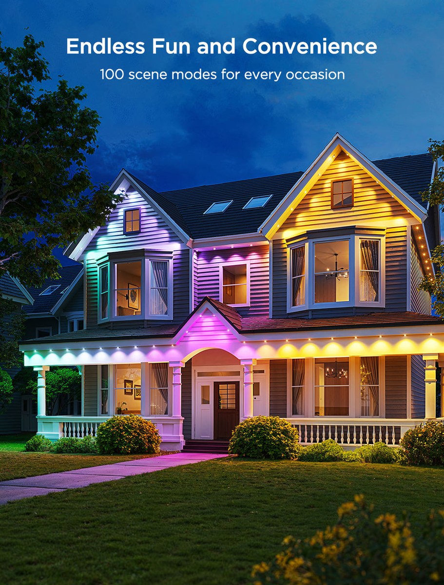 Govee manufacturer example of multicolor permanent outdoor lights