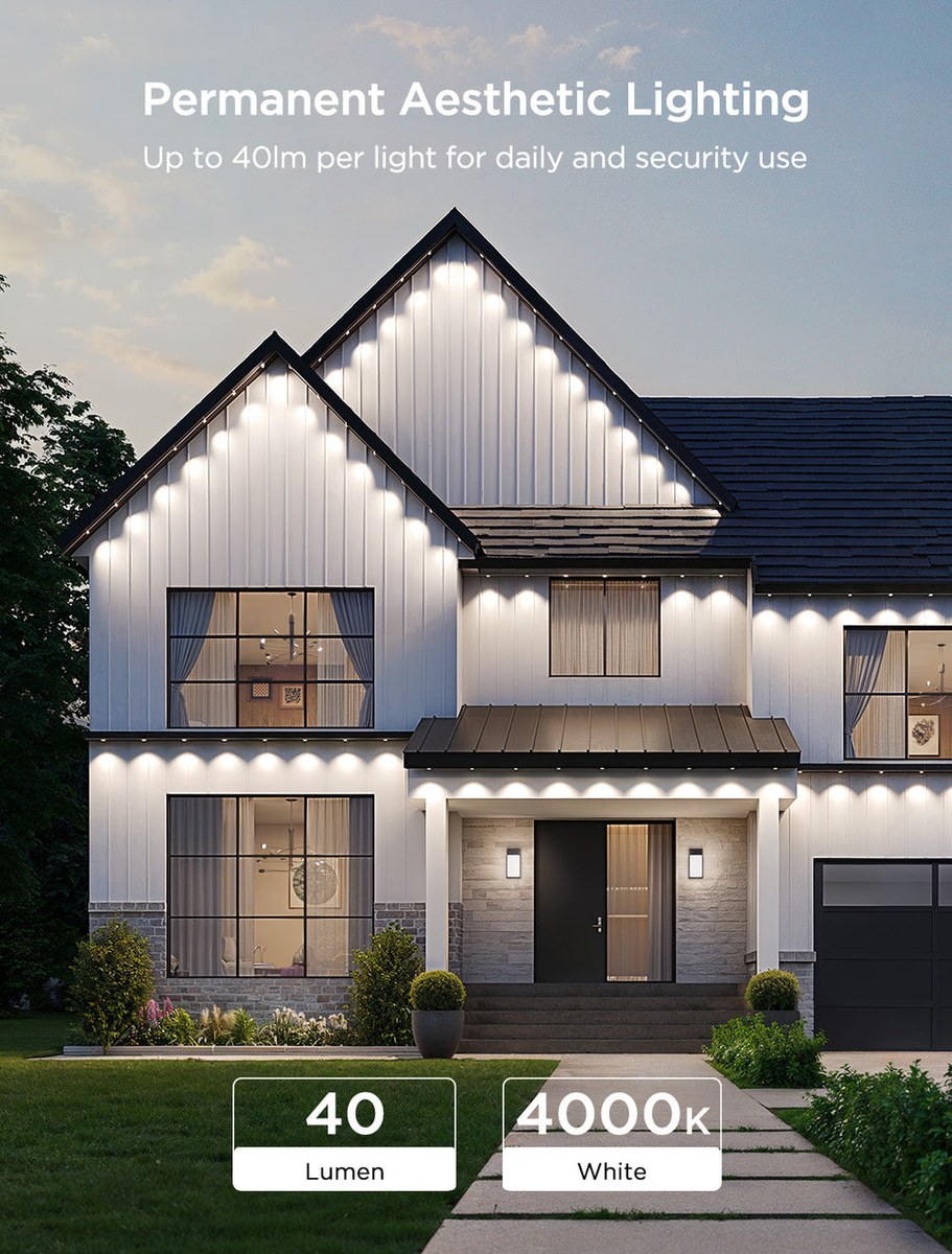 Govee manufacturer example of permanent outdoor lights in white